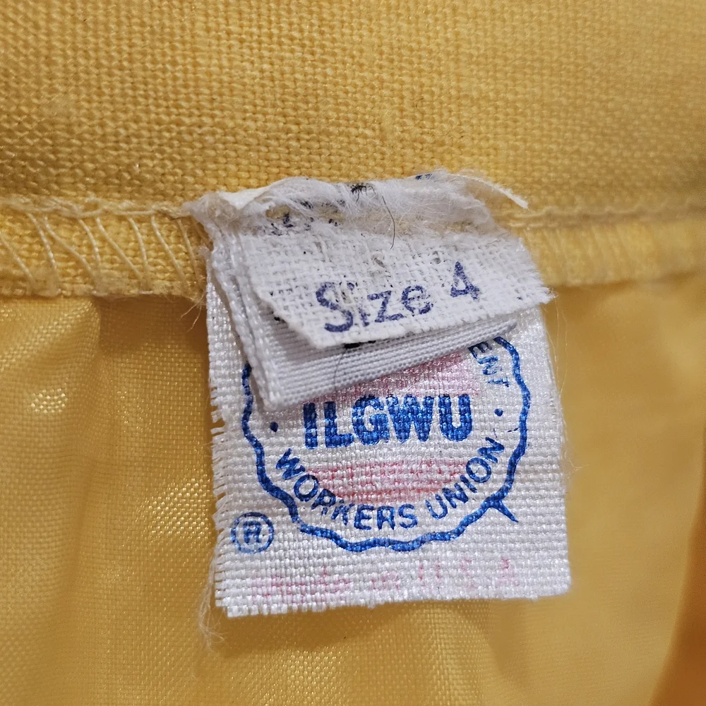 Vintage Yellow Skirt Suit Set Women's Size 4 1970s Retro Office Union Made in US